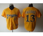 mlb jerseys milwaukee brewers #13 greinke yellow