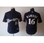 mlb jerseys milwaukee brewers #16 ramirez blue