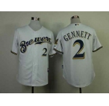 mlb jerseys milwaukee brewers #2 gennett white[gennett]