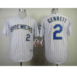 mlb jerseys milwaukee brewers #2 gennett white[gennett](blue strip)