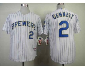 mlb jerseys milwaukee brewers #2 gennett white[gennett](blue strip)