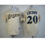 mlb jerseys milwaukee brewers #20 lucroy cream[m&n]