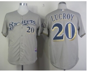 mlb jerseys milwaukee brewers #20 lucroy grey