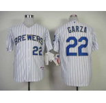 mlb jerseys milwaukee brewers #22 garza white[blue stripe]