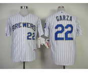 mlb jerseys milwaukee brewers #22 garza white[blue stripe]