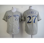 mlb jerseys milwaukee brewers #27 gomez grey[m&n]