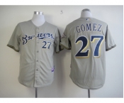 mlb jerseys milwaukee brewers #27 gomez grey[m&n]