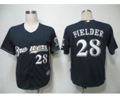 mlb jerseys milwaukee brewers #28 fielder dk blue(cool base)(B)