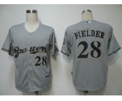 mlb jerseys milwaukee brewers #28 fielder grey(cool base)