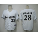 mlb jerseys milwaukee brewers #28 fielder white(cool base)