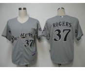 mlb jerseys milwaukee brewers #37 rogers grey(cool base)