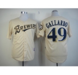 mlb jerseys milwaukee brewers #49 gallardo cream[m&n]