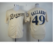 mlb jerseys milwaukee brewers #49 gallardo cream[m&n]