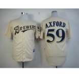 mlb jerseys milwaukee brewers #59 axford cream[m&n]