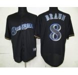 mlb jerseys milwaukee brewers #8 braun black fashion