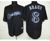 mlb jerseys milwaukee brewers #8 braun black fashion