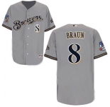 mlb jerseys milwaukee brewers #8 braun grey (cool base)