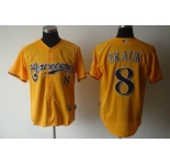 mlb jerseys milwaukee brewers #8 braun yellow