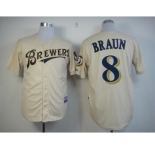 mlb jerseys milwaukee brewers #8 ryan braun cream[m&n]