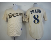 mlb jerseys milwaukee brewers #8 ryan braun cream[m&n]