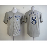 mlb jerseys milwaukee brewers #8 ryan braun grey[m&n]