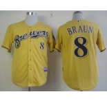 mlb jerseys milwaukee brewers #8 ryan braun yellow[2013 new]