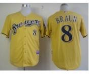 mlb jerseys milwaukee brewers #8 ryan braun yellow[2013 new]
