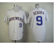 mlb jerseys milwaukee brewers #9 segura white[blue strip]