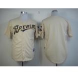 mlb jerseys milwaukee brewers blank cream[m&n]