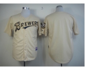 mlb jerseys milwaukee brewers blank cream[m&n]