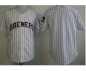 mlb jerseys milwaukee brewers blank white[blue strip]