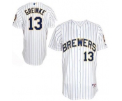 mlb milwaukee brewers #13 zack greinke white[blue strip]