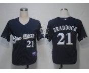 mlb milwaukee brewers #21 braddock dark blue(cool base)