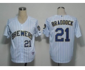 mlb milwaukee brewers #21 braddock white[braddock][blue strip]