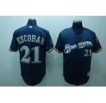 mlb milwaukee brewers #21 escobar blue[40th patch]