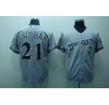 mlb milwaukee brewers #21 escobar grey[40th patch]