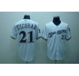 mlb milwaukee brewers #21 escobar white[40th patch]