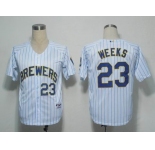 mlb milwaukee brewers #23 weeks white[blue strip]