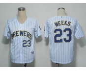mlb milwaukee brewers #23 weeks white[blue strip]