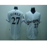 mlb milwaukee brewers #27 gomez white(40th patch cool base)