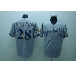 mlb milwaukee brewers #28 fielder  grey[40th patch]