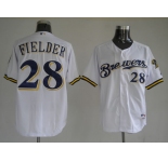 mlb milwaukee brewers #28 fielder white
