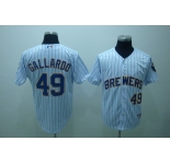 mlb milwaukee brewers #49 gallardo white(blue strip)