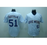 mlb milwaukee brewers #51 hoffman white(blue strip)
