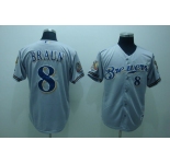 mlb milwaukee brewers #8 braun  grey[40th patch]