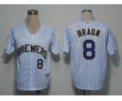 mlb milwaukee brewers #8 ryan braun white[2011 new blue strip]