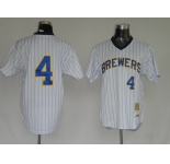 mlb milwaukee brewers molitor #4 m&n white(blue strip)