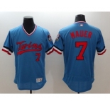 Men Minnesota Twins #7 Joe Mauer Majestic Blue Flexbase Authentic Collection Cooperstown Player Jersey