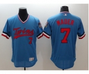 Men Minnesota Twins #7 Joe Mauer Majestic Blue Flexbase Authentic Collection Cooperstown Player Jersey