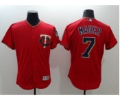 Men Minnesota Twins #7 Joe Mauer Majestic Red Flexbase Authentic Collection Player Jersey